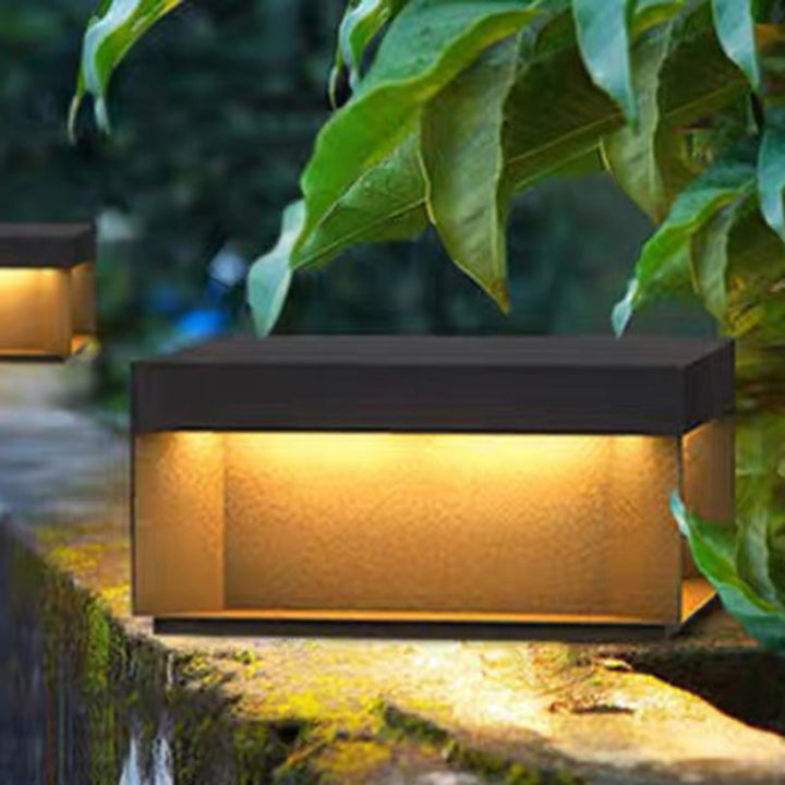 Modern Minimalist Stainless Steel Square LED Outdoor Light With Solar &amp; Waterproof Features For Garden, Patio, Gate