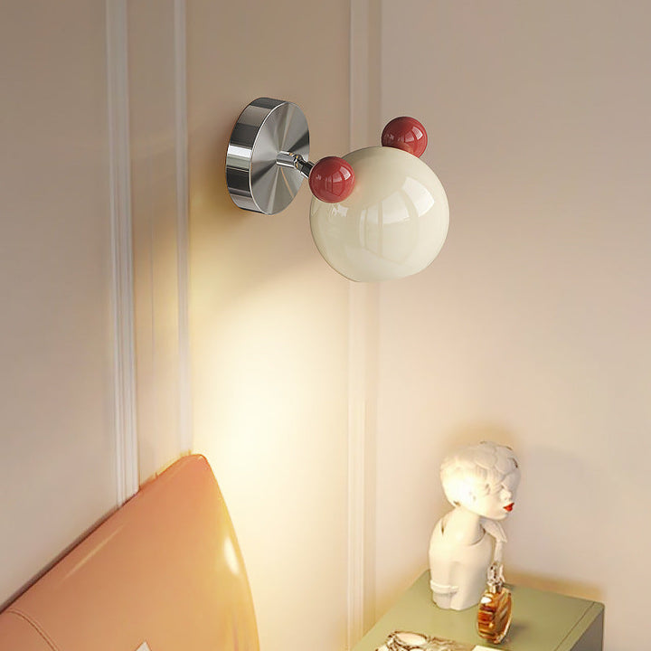 Contemporary Creative Iron Cartoon Bear Kids LED Wall Sconce Lamp For Bedroom