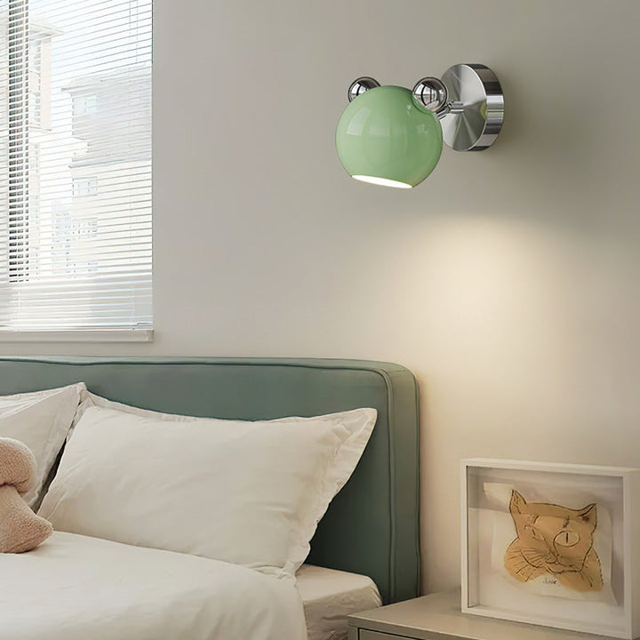 Contemporary Creative Iron Cartoon Bear Kids LED Wall Sconce Lamp For Bedroom