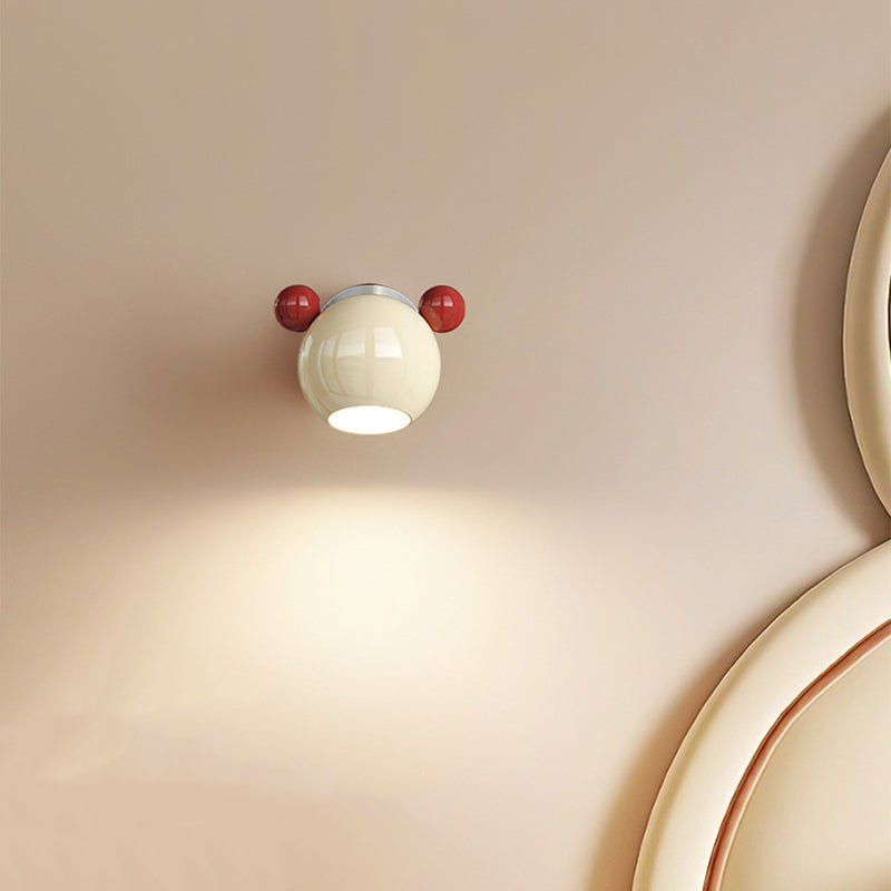Contemporary Creative Iron Cartoon Bear Kids LED Wall Sconce Lamp For Bedroom