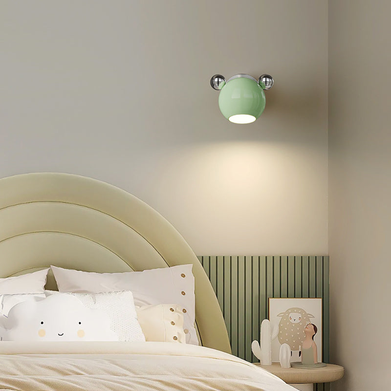Contemporary Creative Iron Cartoon Bear Kids LED Wall Sconce Lamp For Bedroom