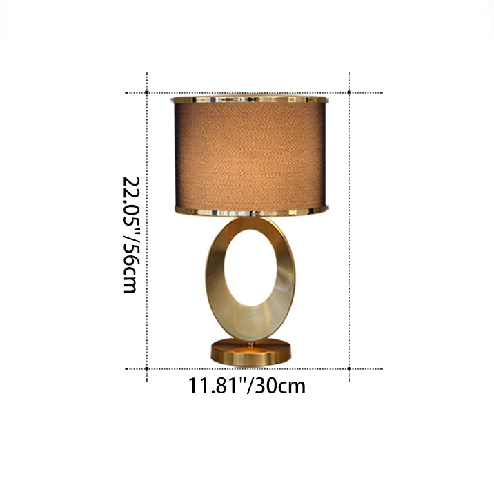 Contemporary Creative Fabric Metal Round-Ring 1-Light Table Lamp For Bedroom &amp; Living Room