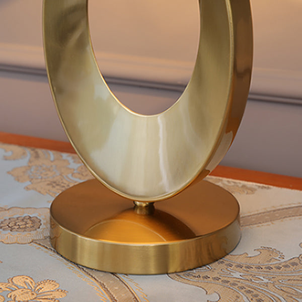 Contemporary Creative Fabric Metal Round-Ring 1-Light Table Lamp For Bedroom &amp; Living Room