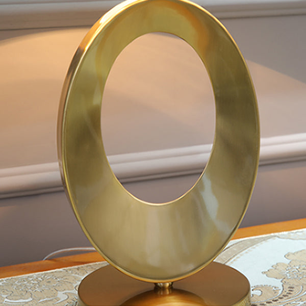 Contemporary Creative Fabric Metal Round-Ring 1-Light Table Lamp For Bedroom &amp; Living Room