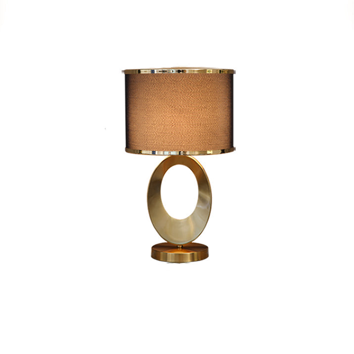 Contemporary Creative Fabric Metal Round-Ring 1-Light Table Lamp For Bedroom &amp; Living Room