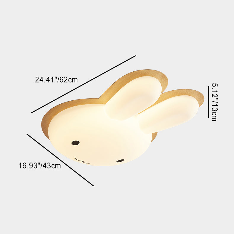 Modern Art Deco Kids PE Iron Rabbit Shape LED Flush Mount Ceiling Light For Bedroom