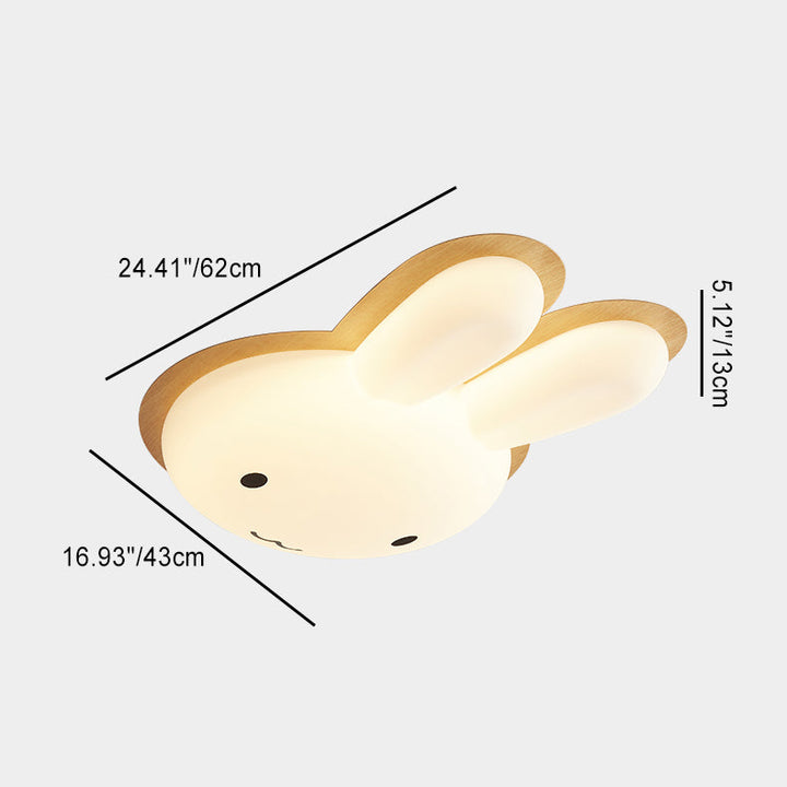 Modern Art Deco Kids PE Iron Rabbit Shape LED Flush Mount Ceiling Light For Bedroom