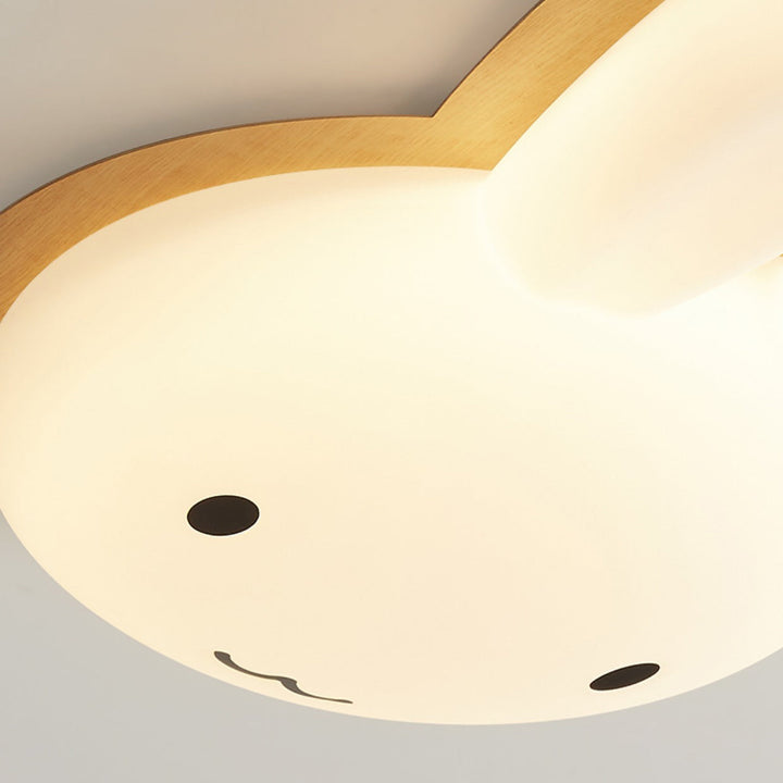 Modern Art Deco Kids PE Iron Rabbit Shape LED Flush Mount Ceiling Light For Bedroom