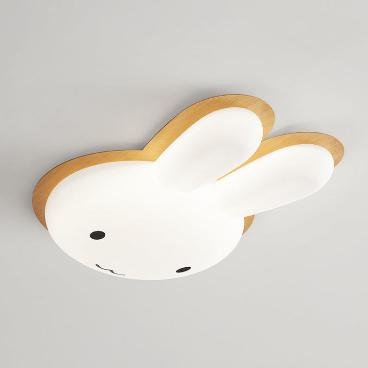Modern Art Deco Kids PE Iron Rabbit Shape LED Flush Mount Ceiling Light For Bedroom