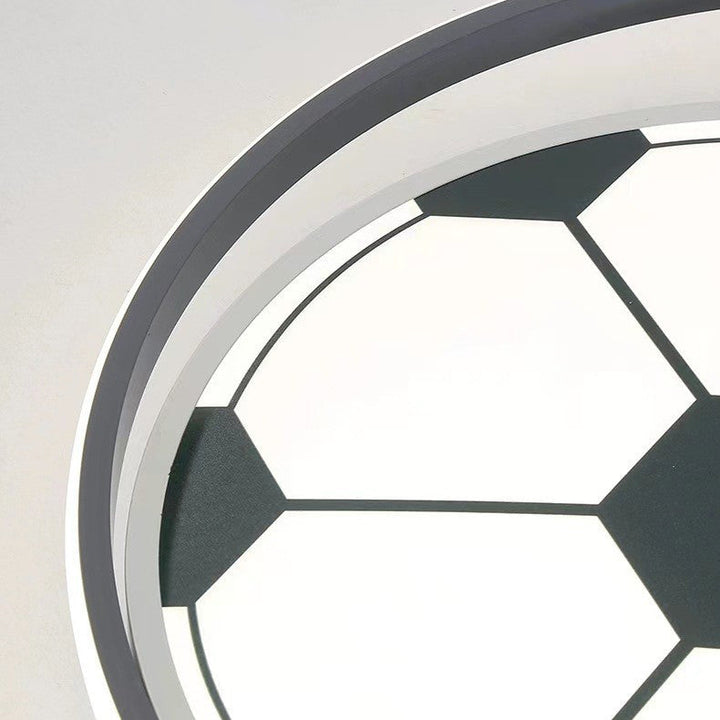 Modern Art Deco Kids Acrylic Iron Soccer-Shaped Round LED Flush Mount Ceiling Light For Bedroom