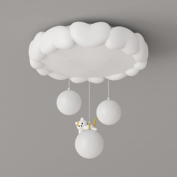 Modern Art Deco Kids Iron PE Heart-Shaped Round LED Flush Mount Ceiling Light For Bedroom