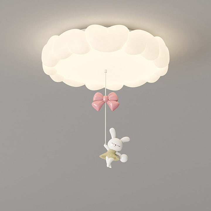 Modern Art Deco Kids Iron PE Heart-Shaped Round LED Flush Mount Ceiling Light For Bedroom