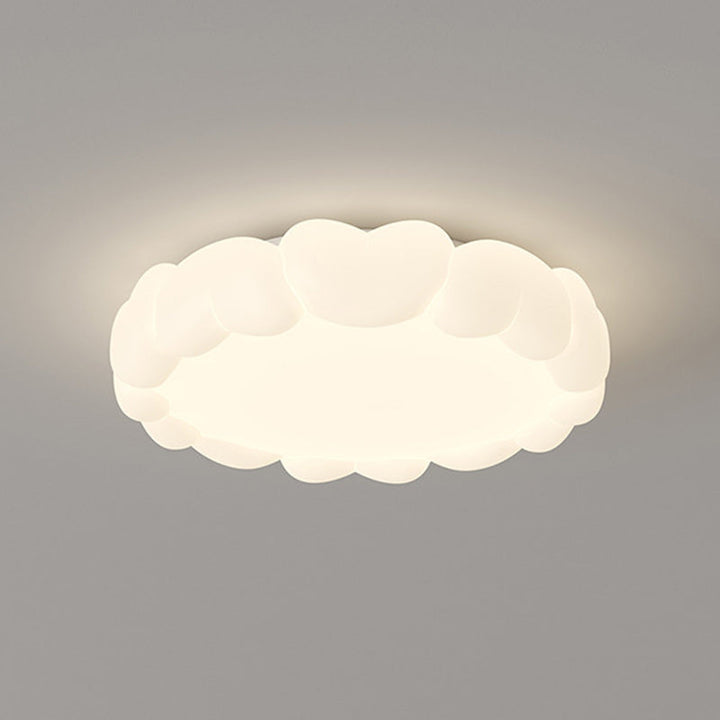 Modern Art Deco Kids Iron PE Heart-Shaped Round LED Flush Mount Ceiling Light For Bedroom