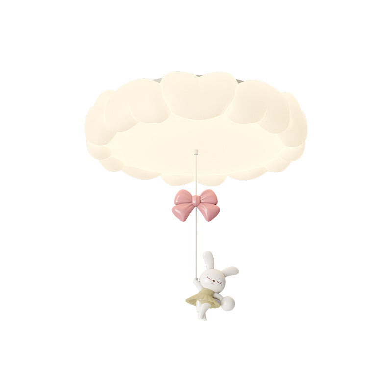 Modern Art Deco Kids Iron PE Heart-Shaped Round LED Flush Mount Ceiling Light For Bedroom