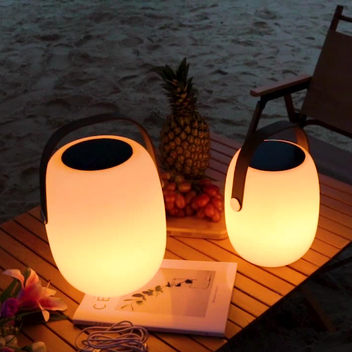 Contemporary Creative PE Acrylic Portable Barrel-Shaped Solar LED Outdoor Light For Garden &amp; Camping