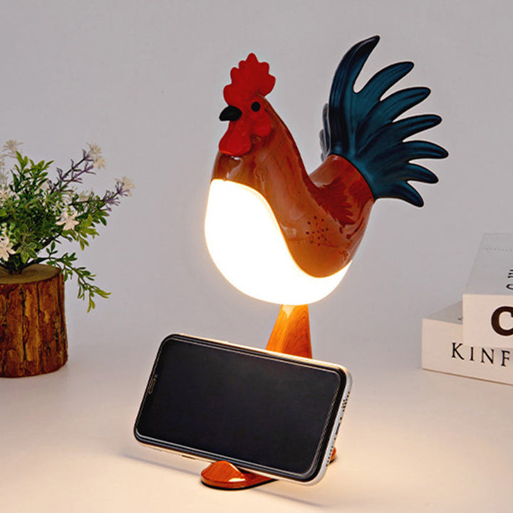 Contemporary Creative Rechargeable ABS &amp; PC Rooster-Shaped LED Table Lamp Night Light For Bedside