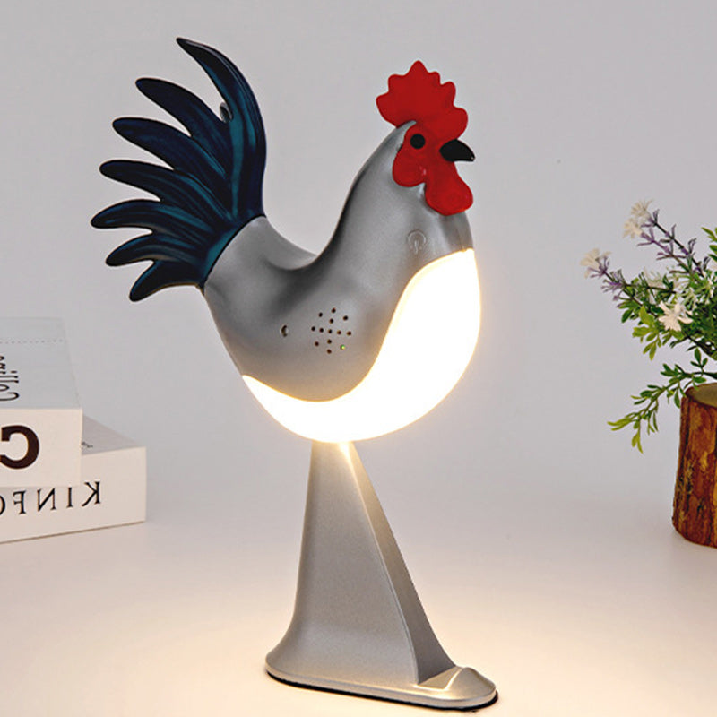 Contemporary Creative Rechargeable ABS &amp; PC Rooster-Shaped LED Table Lamp Night Light For Bedside