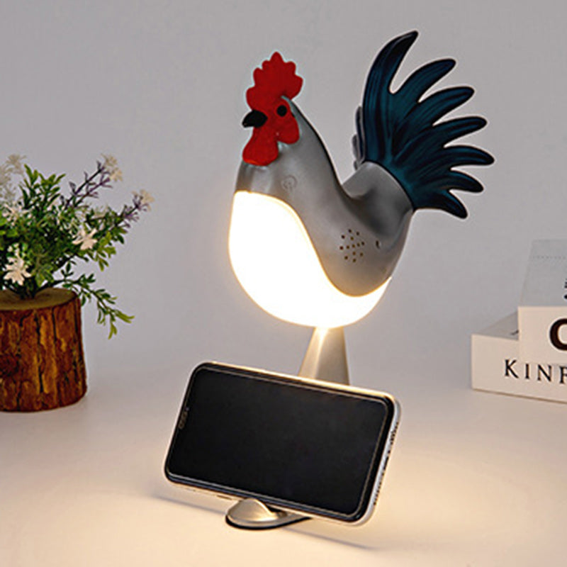 Contemporary Creative Rechargeable ABS &amp; PC Rooster-Shaped LED Table Lamp Night Light For Bedside