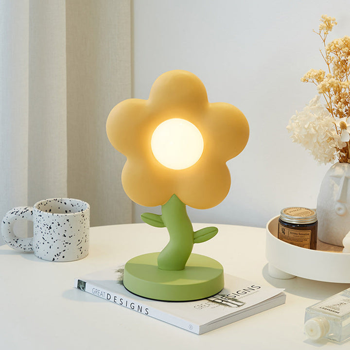Contemporary Creative USB Kids Resin And Iron Floral LED Table Lamp For Bedroom