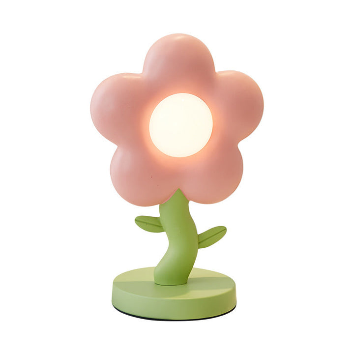 Contemporary Creative USB Kids Resin And Iron Floral LED Table Lamp For Bedroom