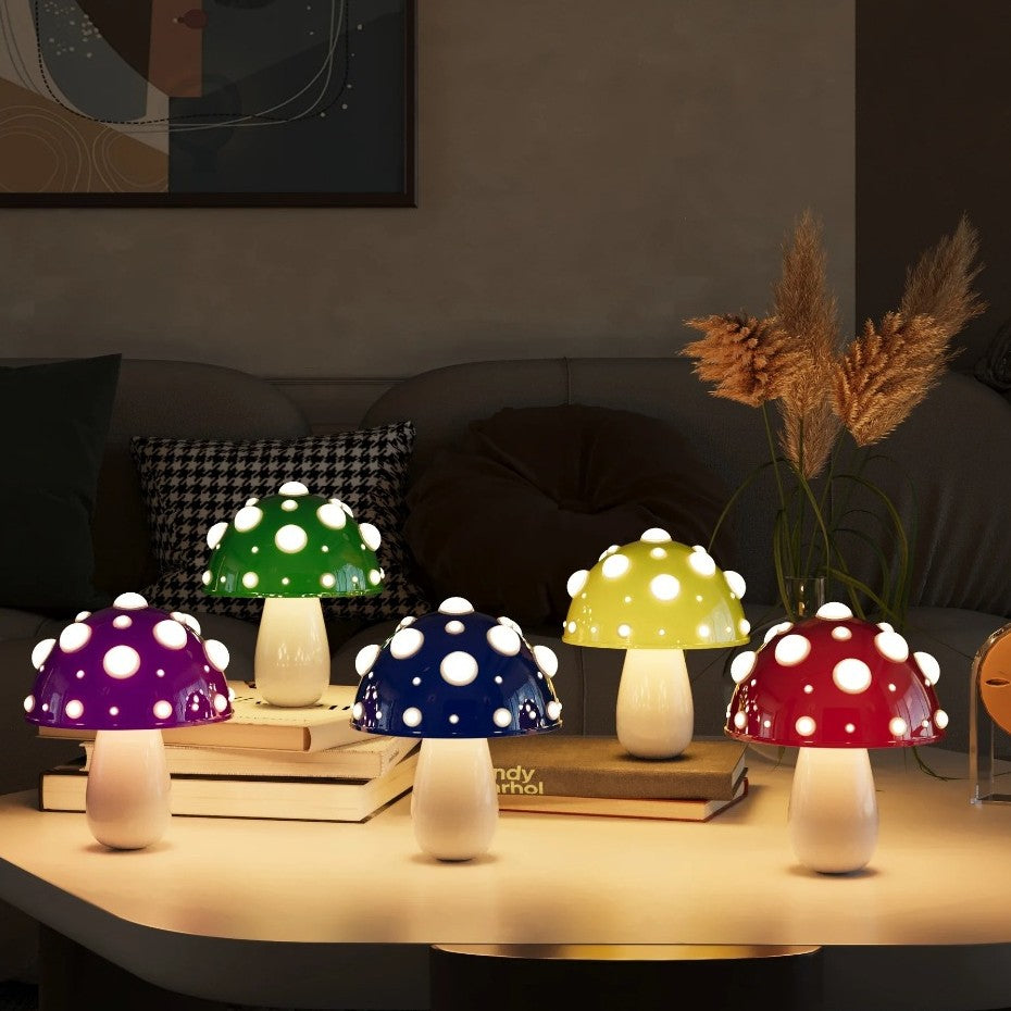 Modern Art Deco Rechargeable Iron &amp; PC Mushroom LED Table Lamp Night Light For Bedroom