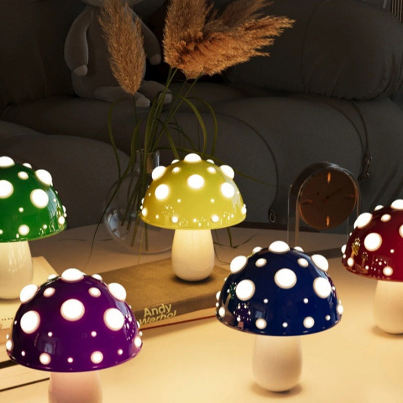 Modern Art Deco Rechargeable Iron &amp; PC Mushroom LED Table Lamp Night Light For Bedroom