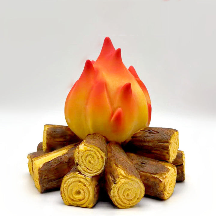Modern Art Deco Battery Resin Simulated Firewood Flame LED Table Lamp Night Light For Bedroom