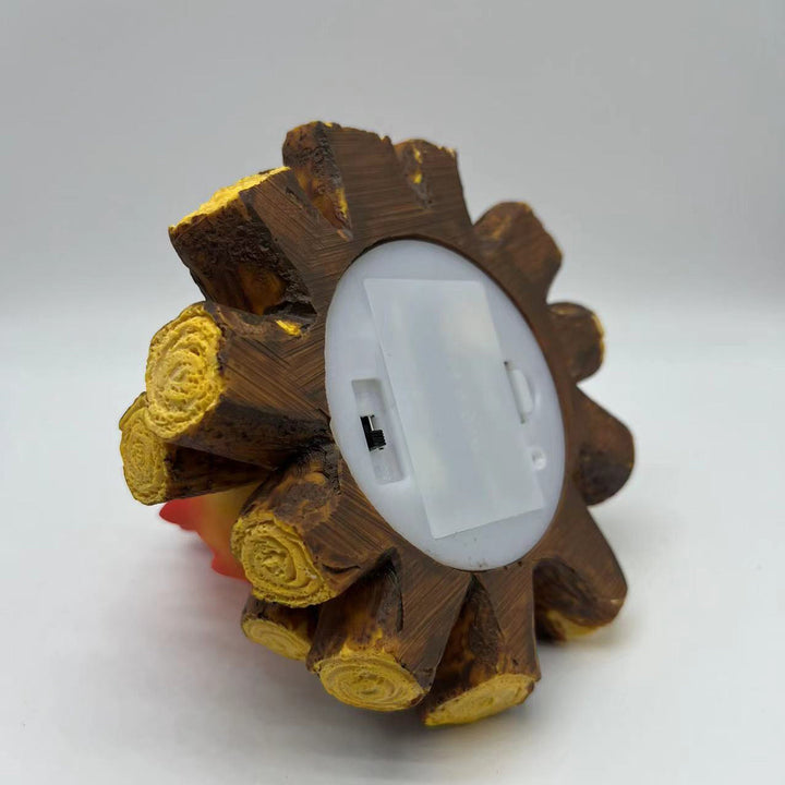 Modern Art Deco Battery Resin Simulated Firewood Flame LED Table Lamp Night Light For Bedroom