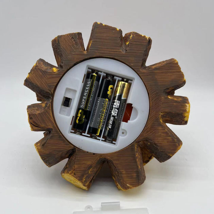Modern Art Deco Battery Resin Simulated Firewood Flame LED Table Lamp Night Light For Bedroom