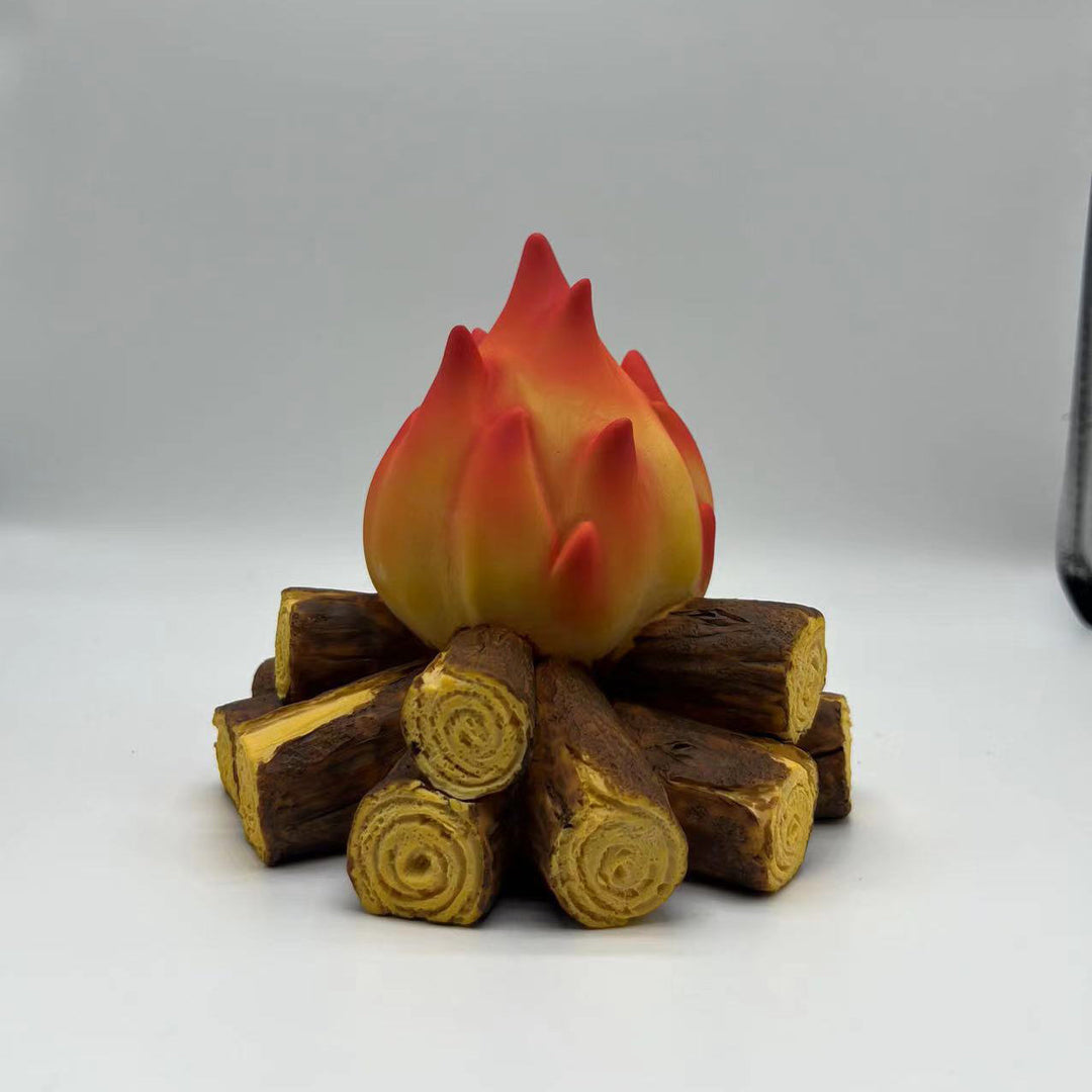 Modern Art Deco Battery Resin Simulated Firewood Flame LED Table Lamp Night Light For Bedroom