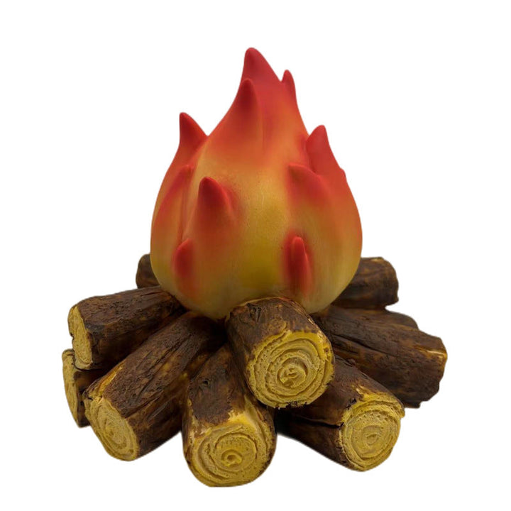 Modern Art Deco Battery Resin Simulated Firewood Flame LED Table Lamp Night Light For Bedroom