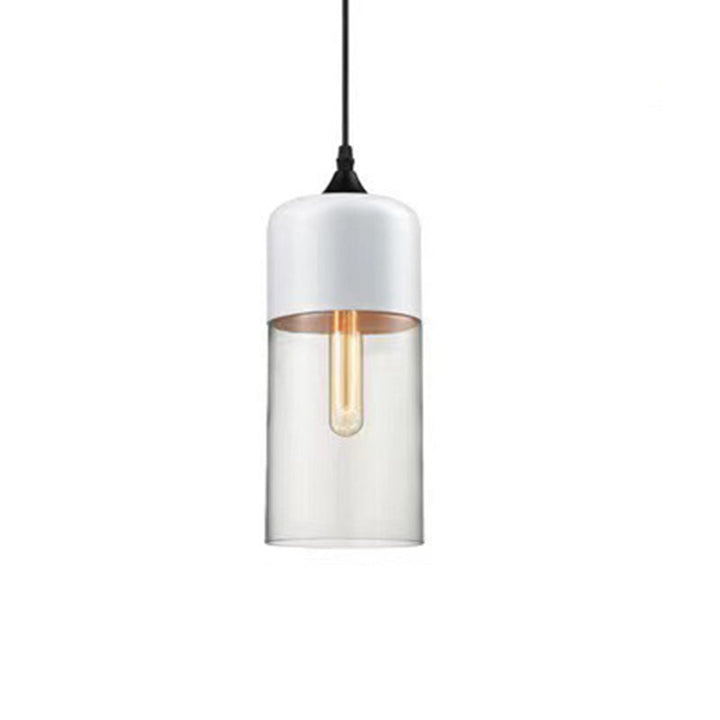 Contemporary Industrial Iron &amp; Glass Barrel Cylinder Globe 1-Light Pendant Light For Dining Room