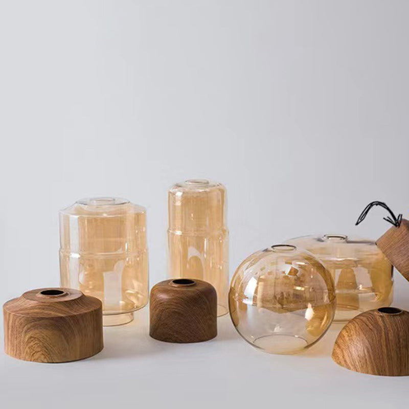 Contemporary Industrial Iron &amp; Glass Barrel Cylinder Globe 1-Light Pendant Light For Dining Room