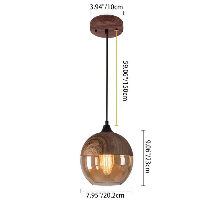 Contemporary Industrial Iron &amp; Glass Barrel Cylinder Globe 1-Light Pendant Light For Dining Room