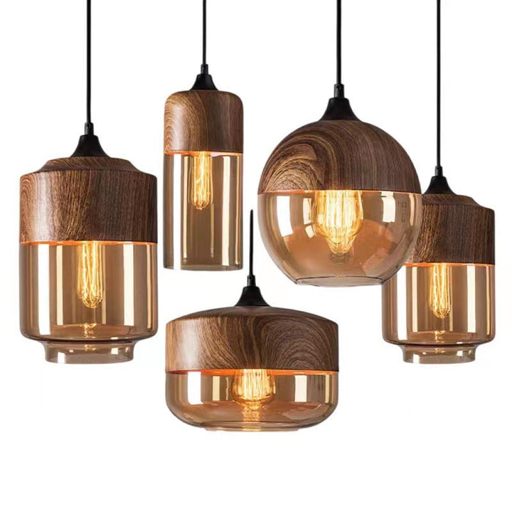 Contemporary Industrial Iron &amp; Glass Barrel Cylinder Globe 1-Light Pendant Light For Dining Room