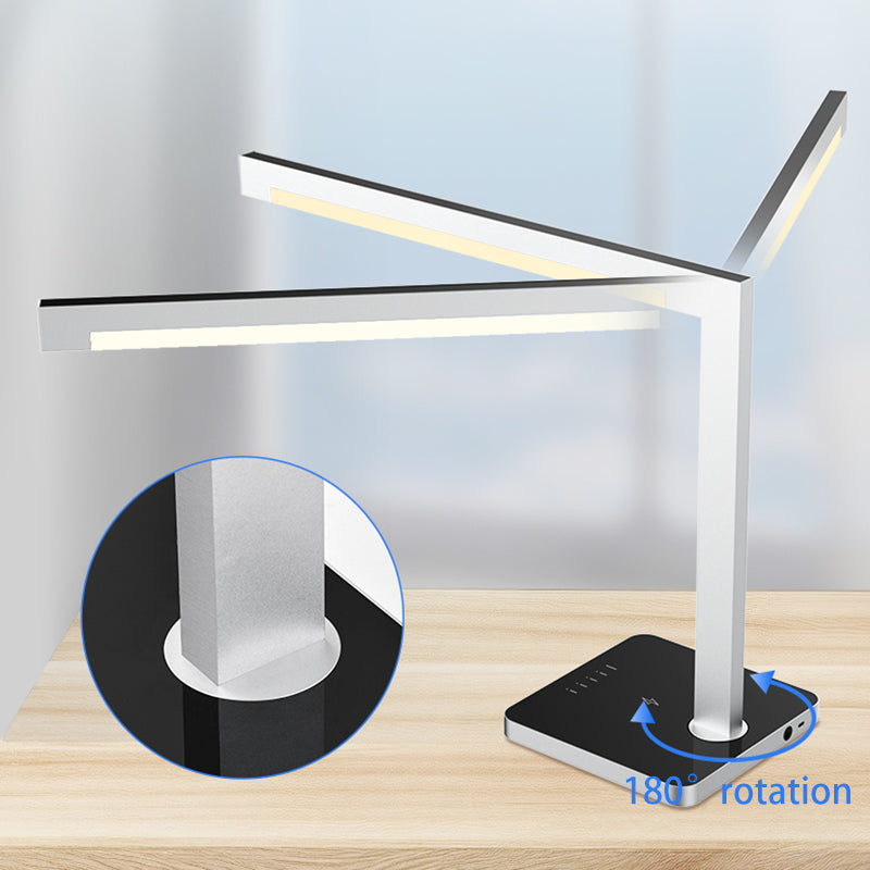 Aluminum LED Desk Lamp With Wireless Charger - Rotatable Eye-Protection Lamp For Study