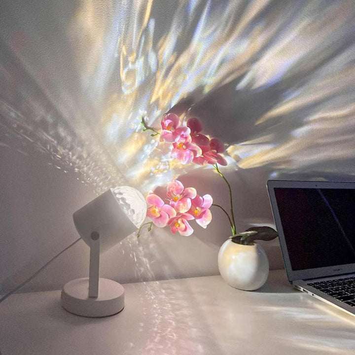 Modern Simplicity USB Water Ripple Cylinder Iron PVC LED Ambient Table Lamp For Bedroom
