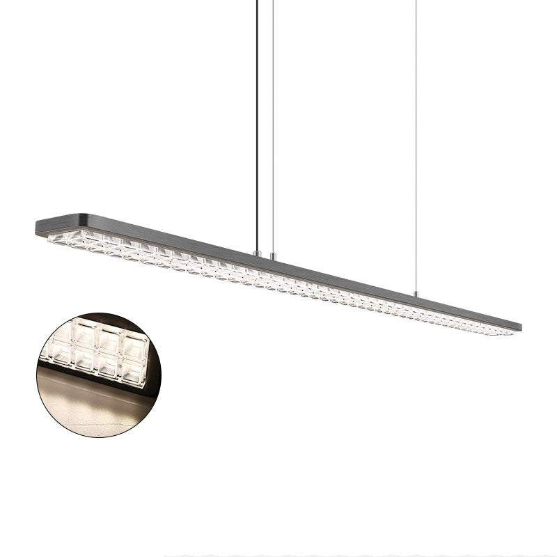 Rectangular LED Aluminum Eye-Caring Kids Study Pendant Light - Shadow-Free Piano-Grid Lighting For Study &amp; Home Office