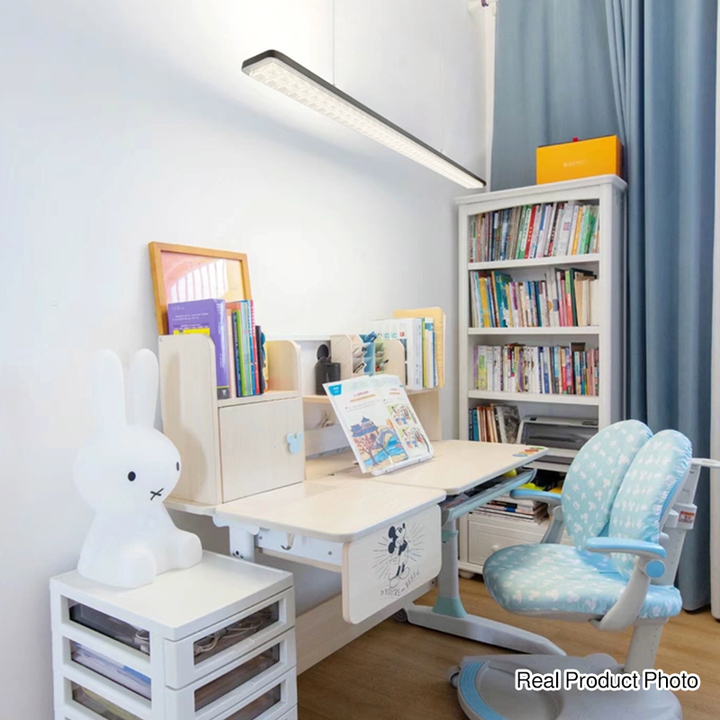 Rectangular LED Aluminum Eye-Caring Kids Study Pendant Light - Shadow-Free Piano-Grid Lighting For Study &amp; Home Office