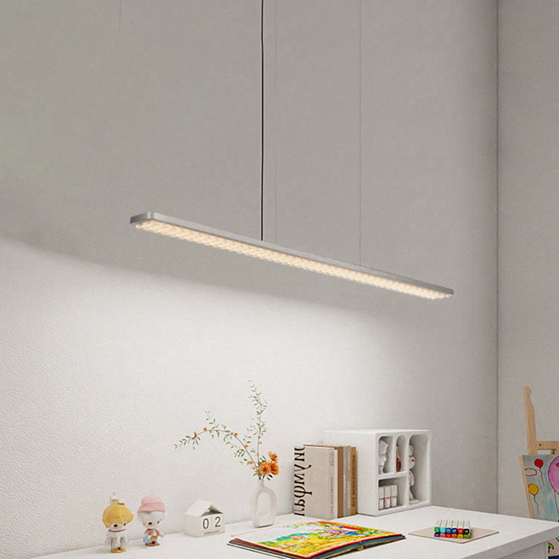 Rectangular LED Aluminum Eye-Caring Kids Study Pendant Light - Shadow-Free Piano-Grid Lighting For Study &amp; Home Office