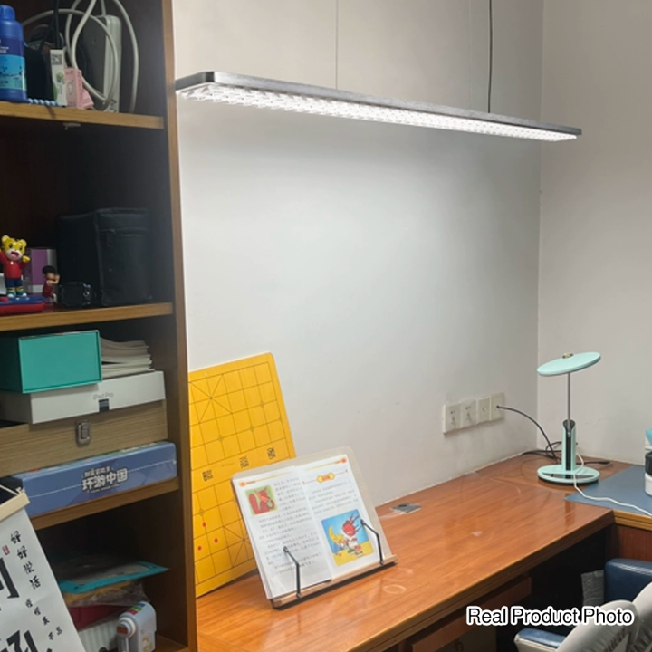 Rectangular LED Aluminum Eye-Caring Kids Study Pendant Light - Shadow-Free Piano-Grid Lighting For Study &amp; Home Office