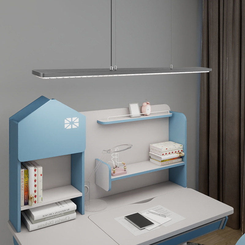 Rectangular LED Aluminum Eye-Caring Kids Study Pendant Light - Shadow-Free Piano-Grid Lighting For Study &amp; Home Office