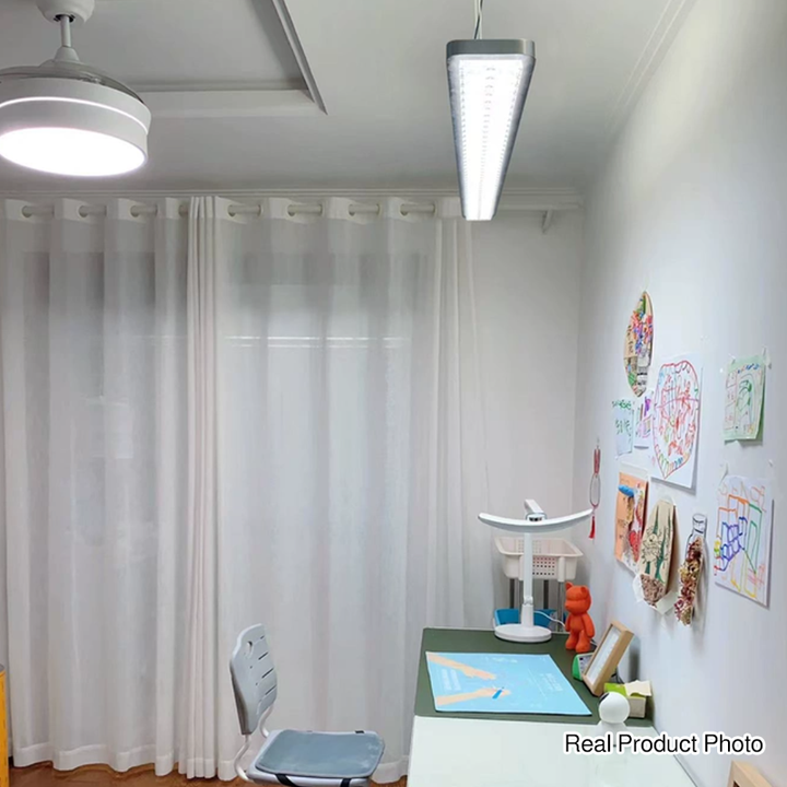 Rectangular LED Aluminum Eye-Caring Kids Study Pendant Light - Shadow-Free Piano-Grid Lighting For Study &amp; Home Office