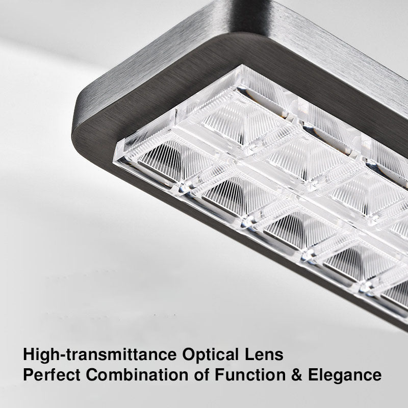 Rectangular LED Aluminum Eye-Caring Kids Study Pendant Light - Shadow-Free Piano-Grid Lighting For Study &amp; Home Office