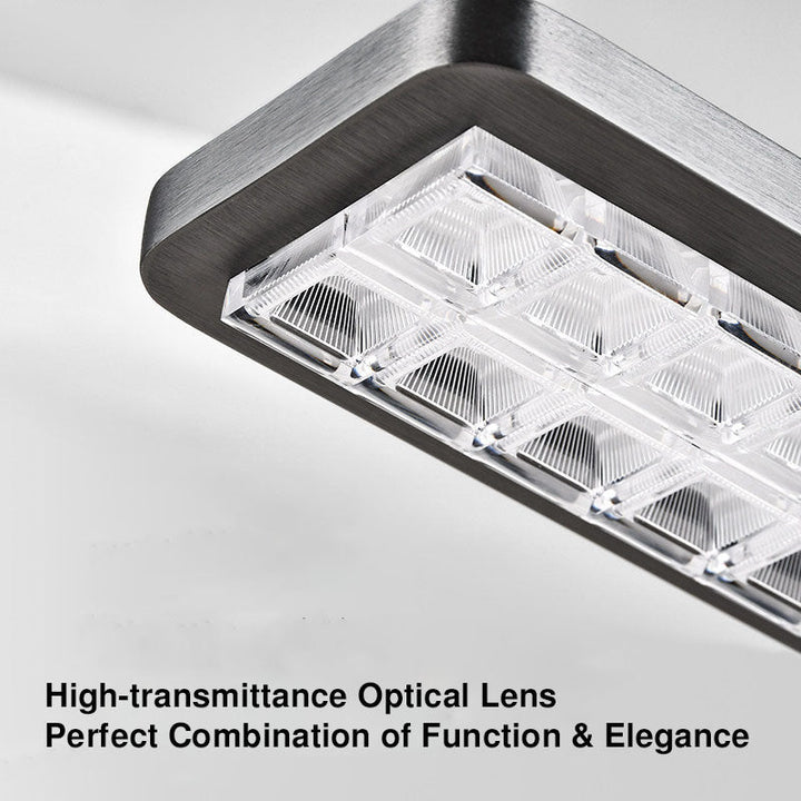 Rectangular LED Aluminum Eye-Caring Kids Study Pendant Light - Shadow-Free Piano-Grid Lighting For Study &amp; Home Office