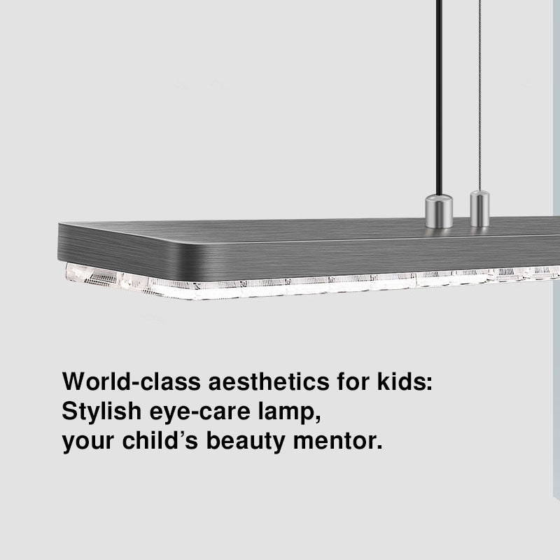 Rectangular LED Aluminum Eye-Caring Kids Study Pendant Light - Shadow-Free Piano-Grid Lighting For Study &amp; Home Office