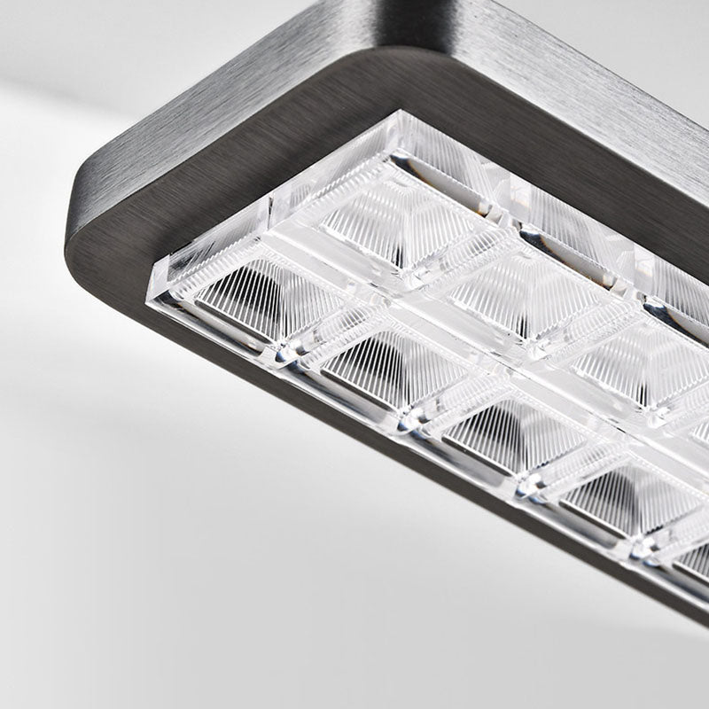 Rectangular LED Aluminum Eye-Caring Kids Study Pendant Light - Shadow-Free Piano-Grid Lighting For Study &amp; Home Office