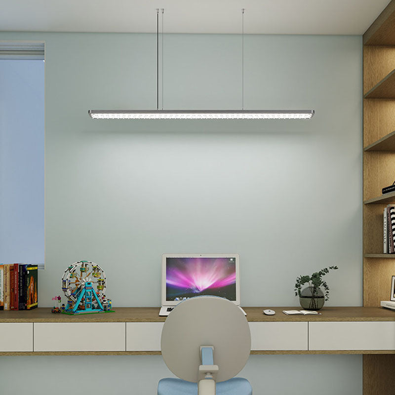 Rectangular LED Aluminum Eye-Caring Kids Study Pendant Light - Shadow-Free Piano-Grid Lighting For Study &amp; Home Office
