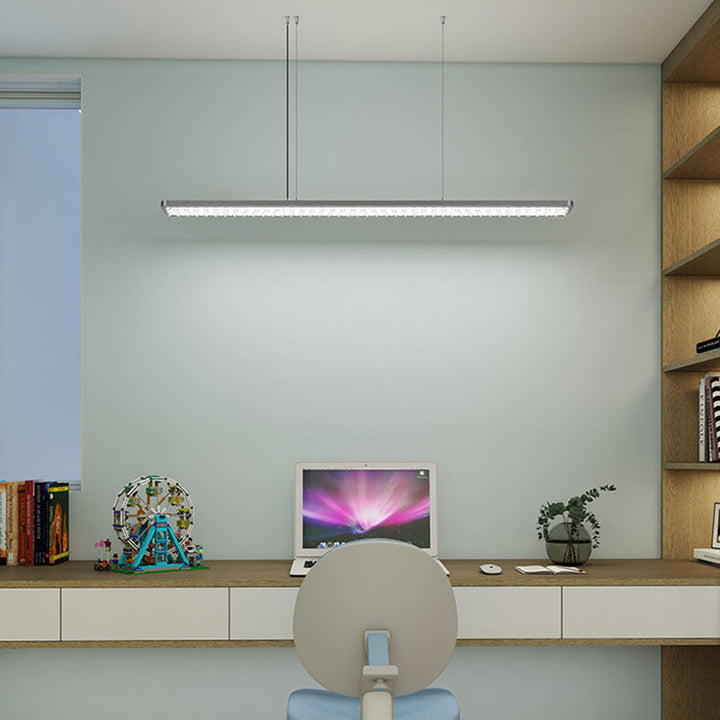 Rectangular LED Aluminum Eye-Caring Kids Study Pendant Light - Shadow-Free Piano-Grid Lighting For Study &amp; Home Office