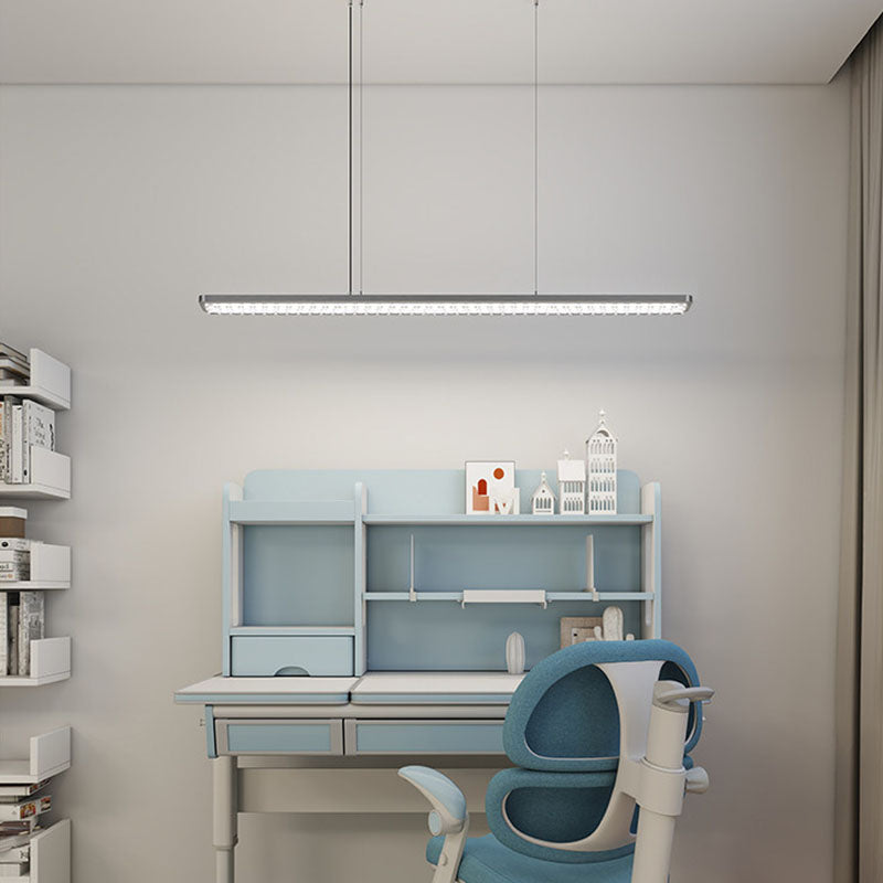 Rectangular LED Aluminum Eye-Caring Kids Study Pendant Light - Shadow-Free Piano-Grid Lighting For Study &amp; Home Office